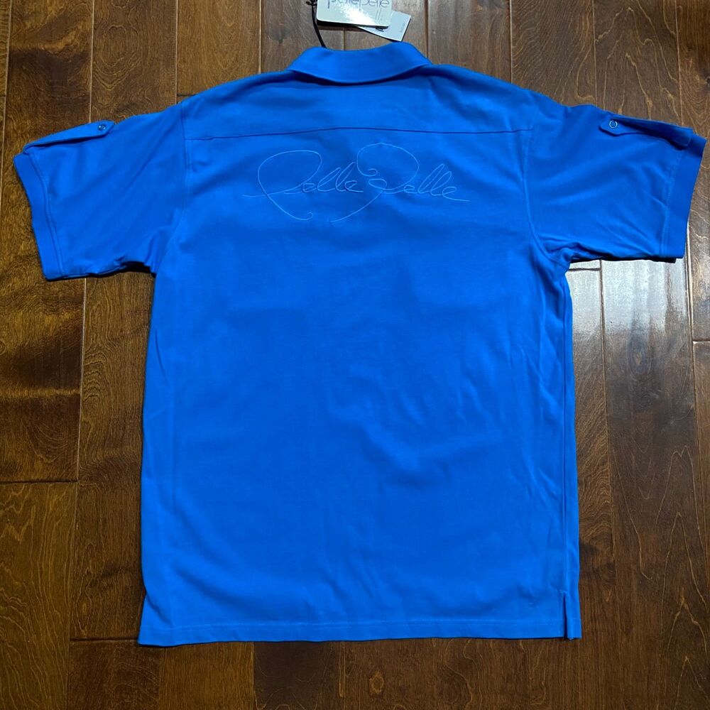 Pelle Pelle Vintage Y2K Ocean Blue Polo Shirt Cotton NWT Big & Tall Men's 2XL - Picture 4 of 8